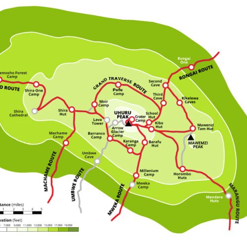 Kilimanjaro Climbing Routes Map